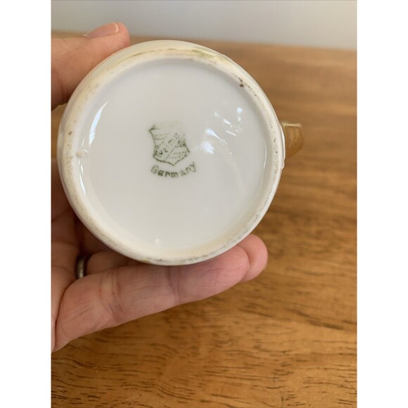 Vtg Weimar Cream & Sugar‎ Green Pink Roses Victorian - Made In Germany - Picture 8 of 10